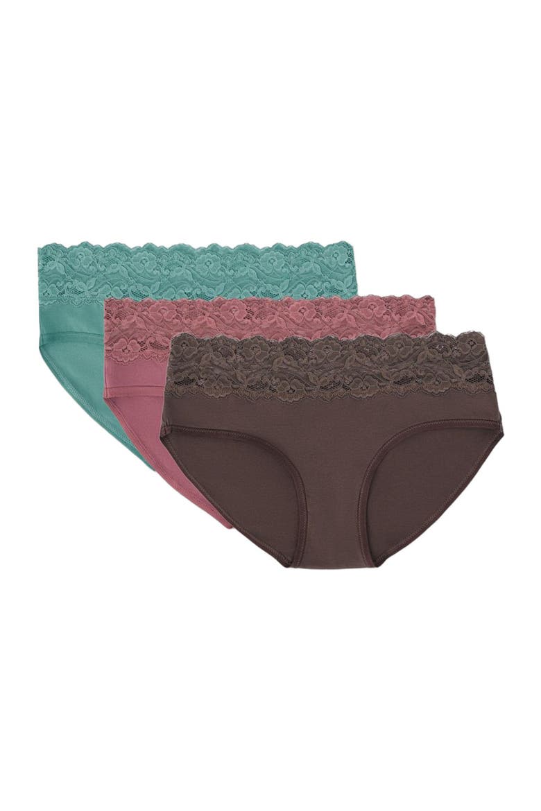 Organic Cotton Lace Waist Brief 3-Pack, Alternate, color, Harvest Hues