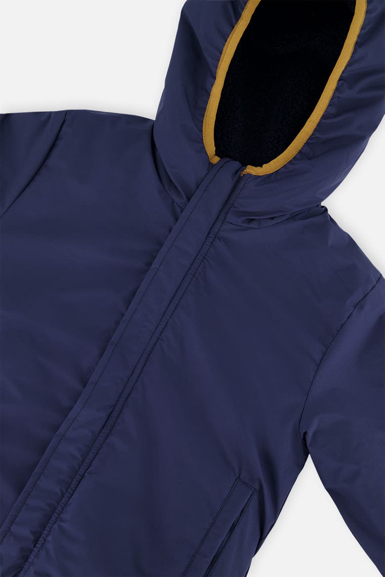 Mid-Season Reversible Fleece Hooded Jacket, Alternate, color, Dark Blue and Brown