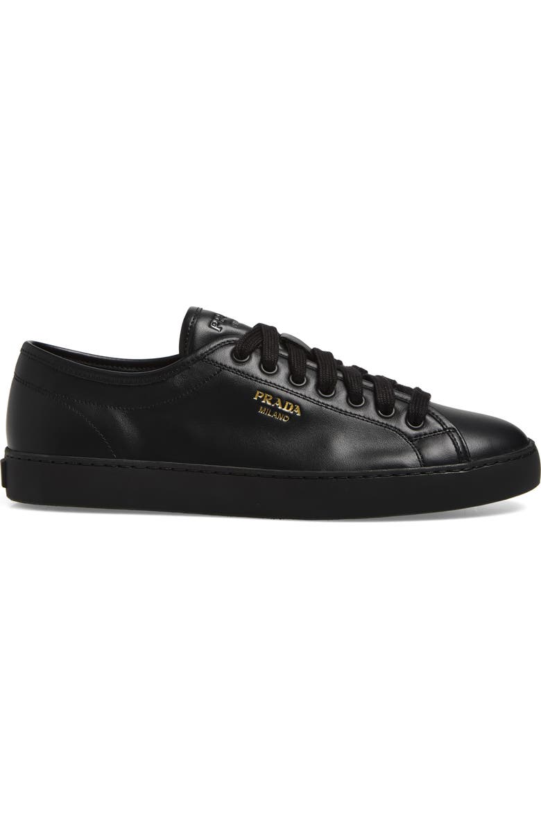 Prada Smooth Sneaker, Alternate, color, Nero