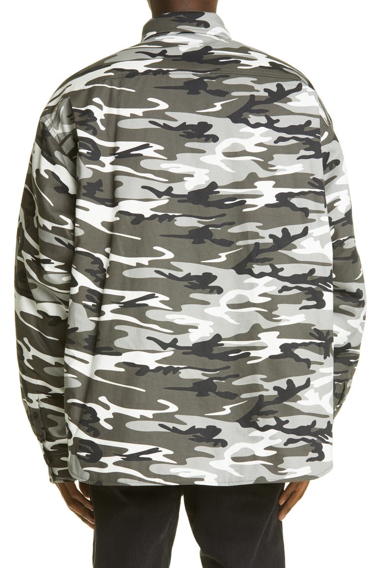 Camo Padded Button-Up Shirt, Alternate, color, GREY