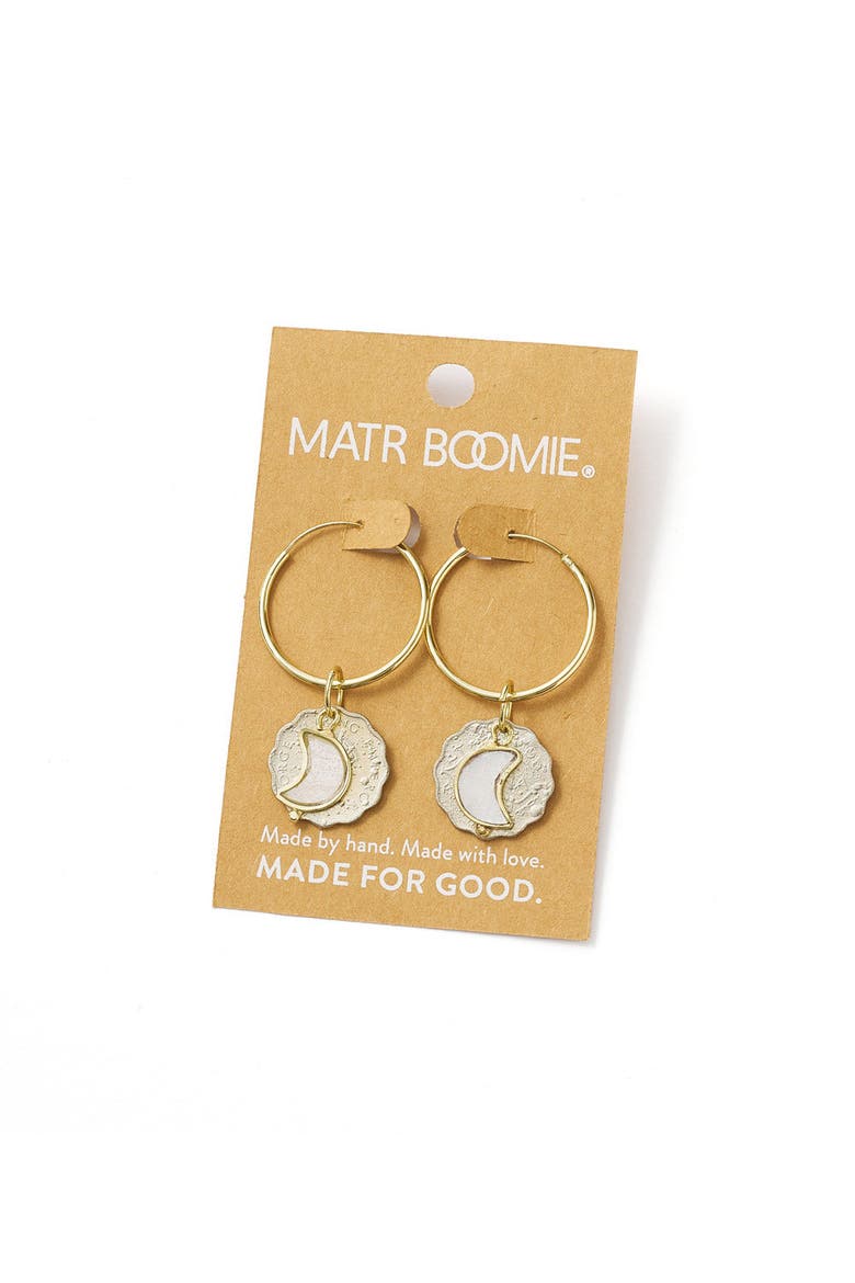 Sikka Coin Dangle Hoop Earrings, Alternate, color, Gold