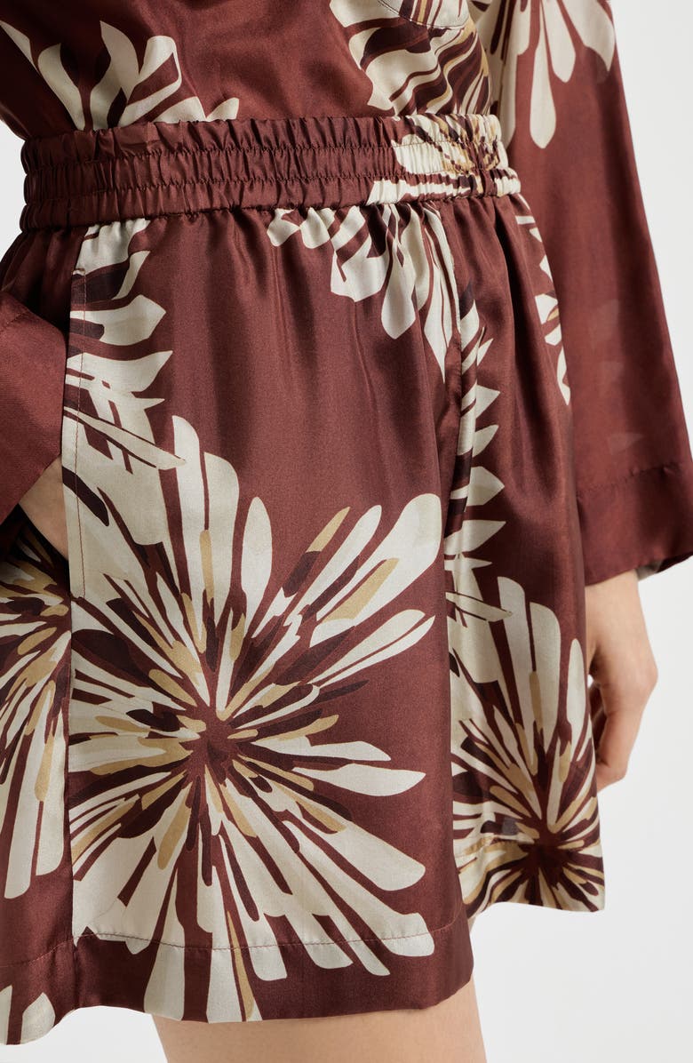 Brunello Cucinelli Bloom print shorts, Alternate, color, Bordeaux