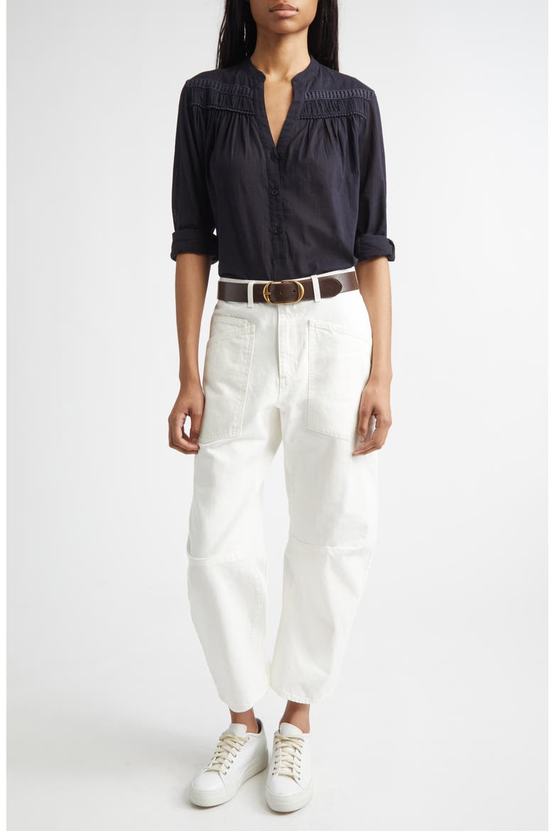 Clarys Shirred Yoke Top, Alternate, color, MIDNIGHT