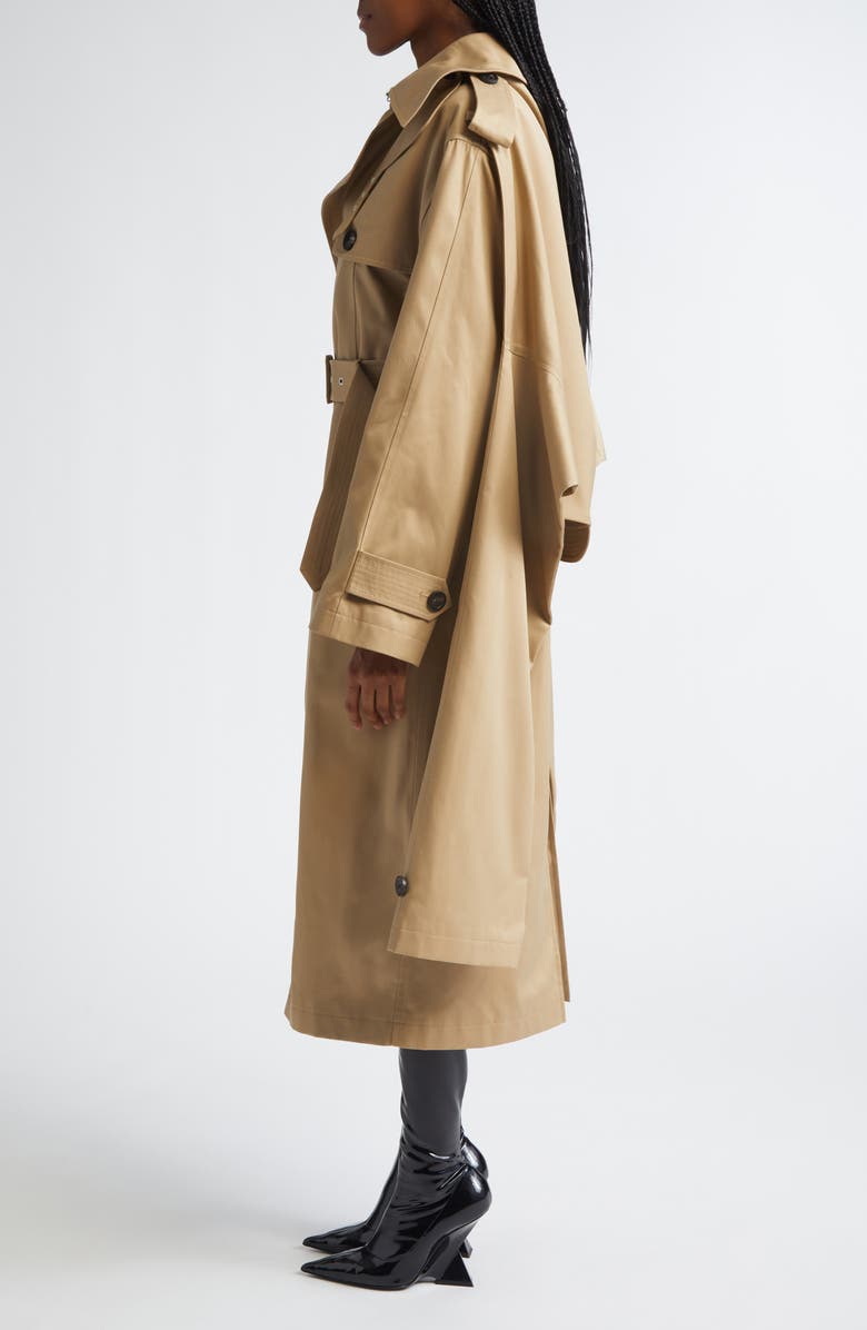 Jean Paul Gaultier Water Repellent Gabardine Hooded Trench, Alternate, color, Beige