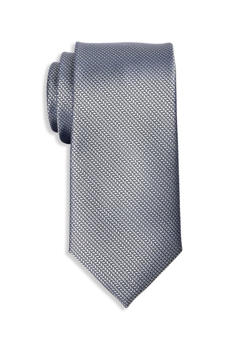 Oak Hill by DXL Big & Tall Textured Tie, Main, color, Grey