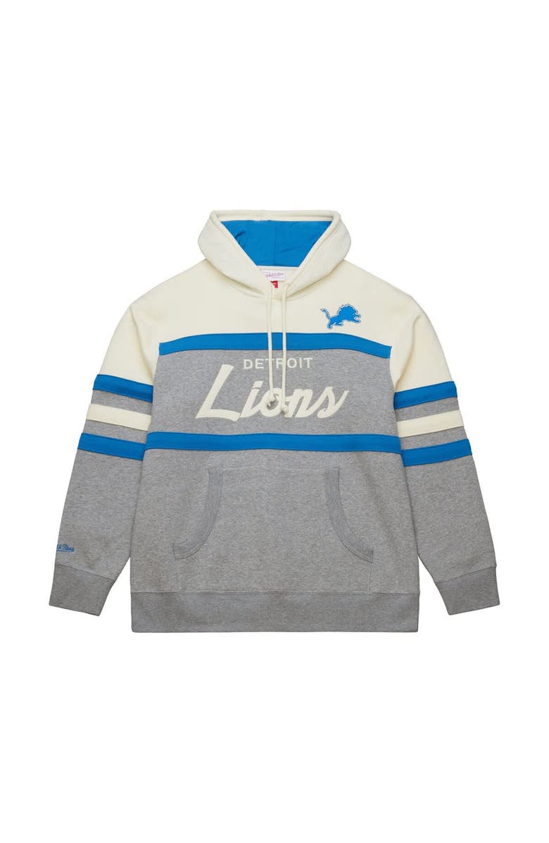 Mitchell & Ness Men's Mitchell & Ness  Heather Gray Detroit Lions Head Coach Vintage Logo Pullover Hoodie, Alternate, color, 