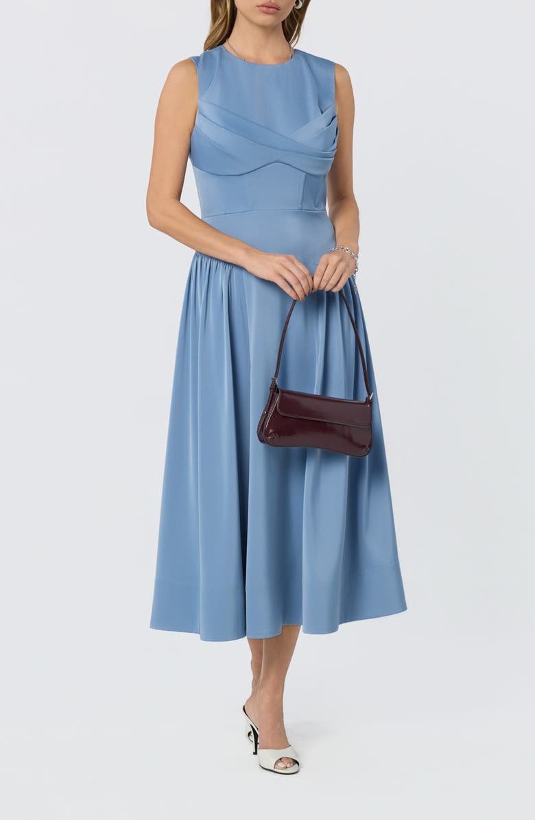 ASTR the Label Seraphina Pleated Twist Corset Midi Dress, Alternate, color, Dusty Blue