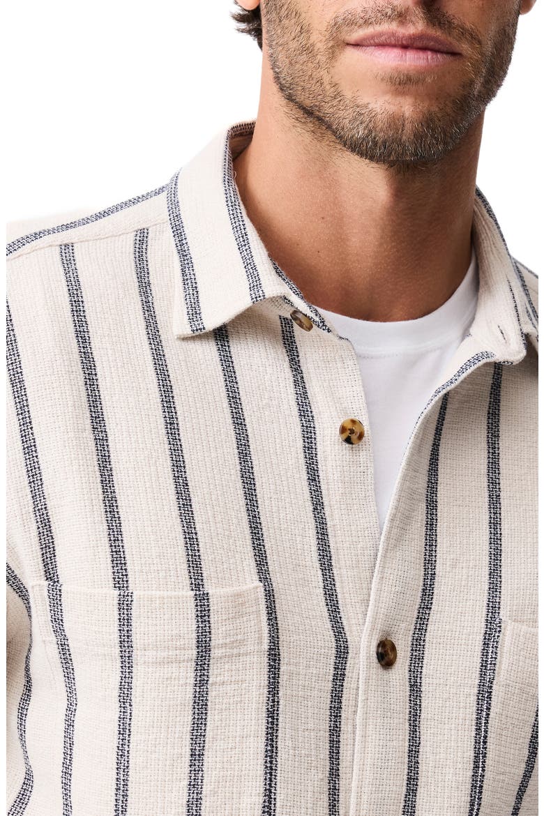Melford Stripe Short Sleeve Cotton Blend Button-Up Shirt, Alternate, color, INK