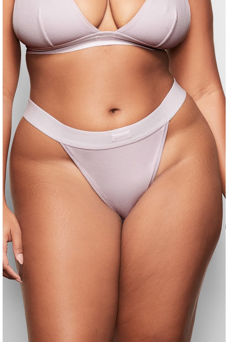 Stretch Cotton Rib Thong, Main, color, IRIS MICA