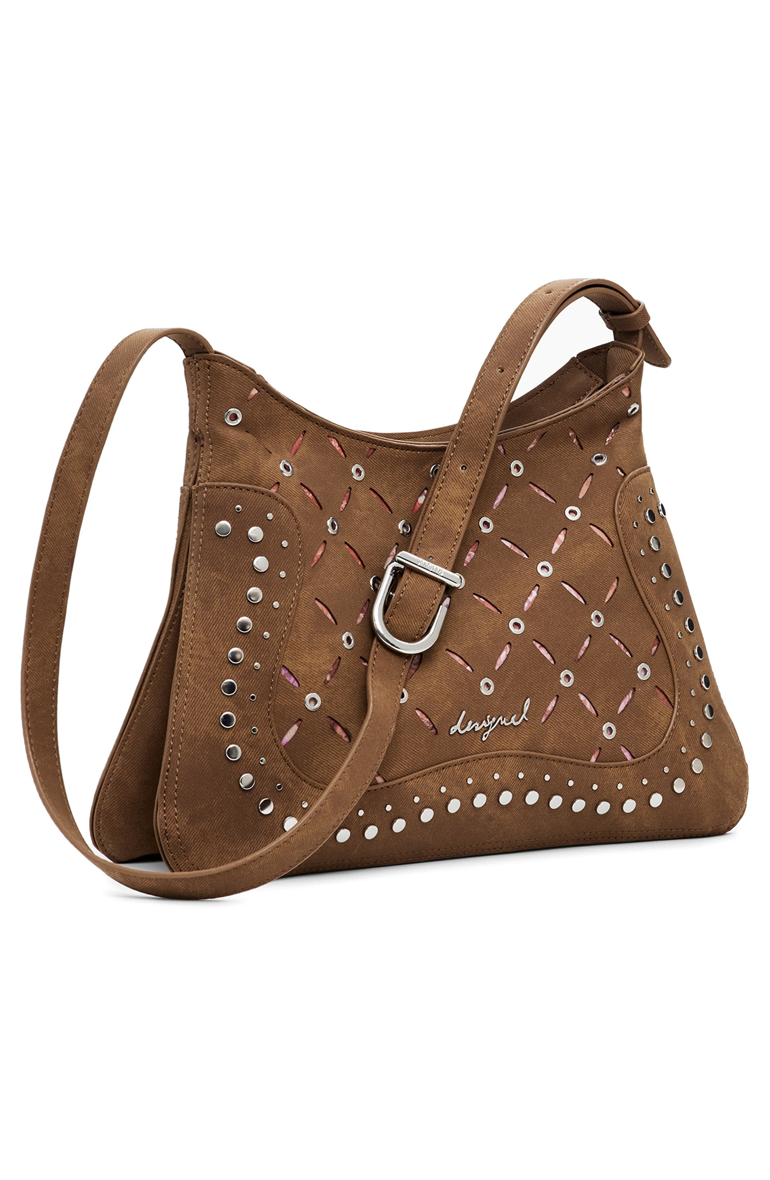 Desigual Faux Leather Crossbody Bag, Alternate, color, Camel