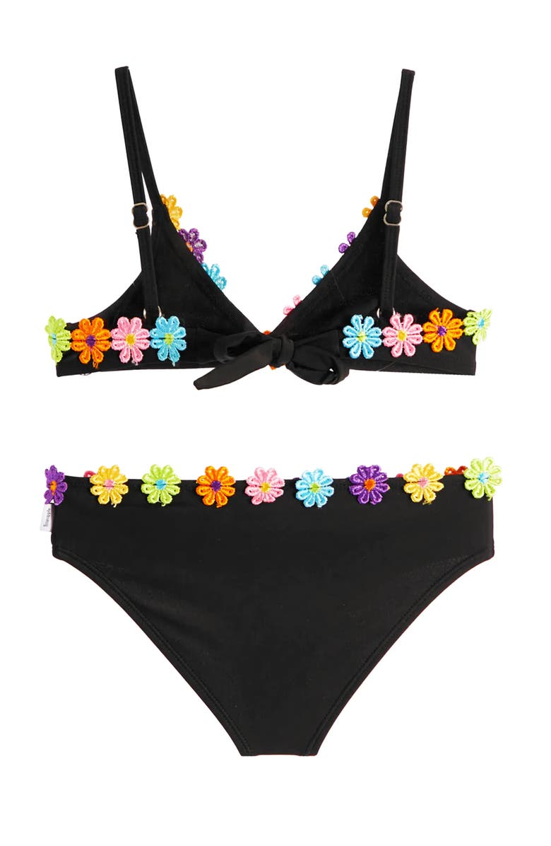 Limeapple Floral Bikini, Alternate, color, Black