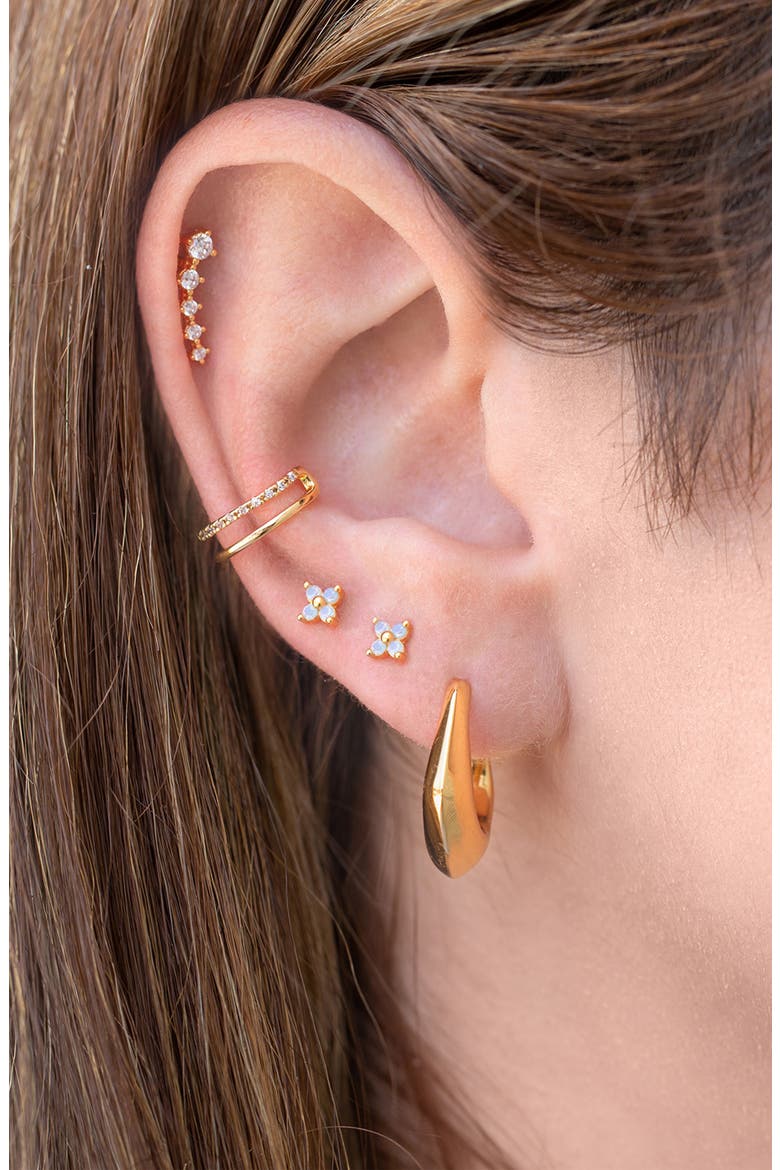 Blue Blossom Single Flat Back Stud Earring, Alternate, color, GOLD