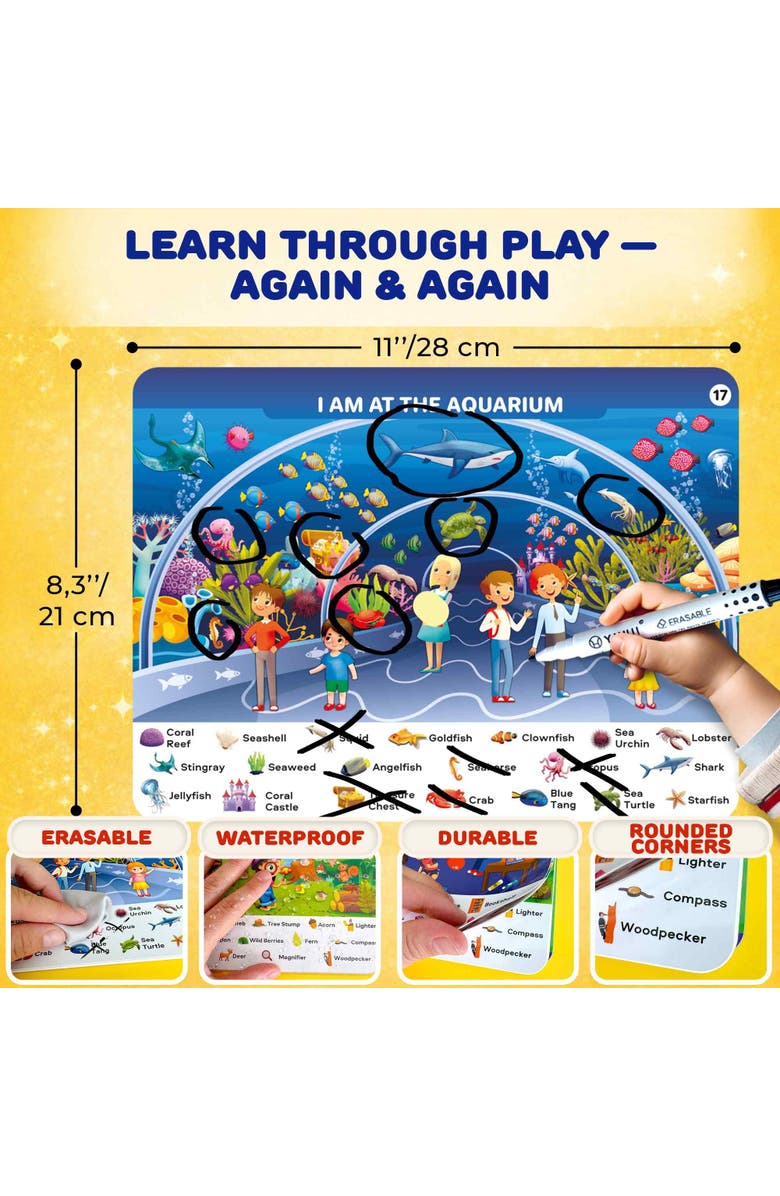 Quokka Kids Handwriting and Search & Find Activity Cards Set, Alternate, color, Places I Visit