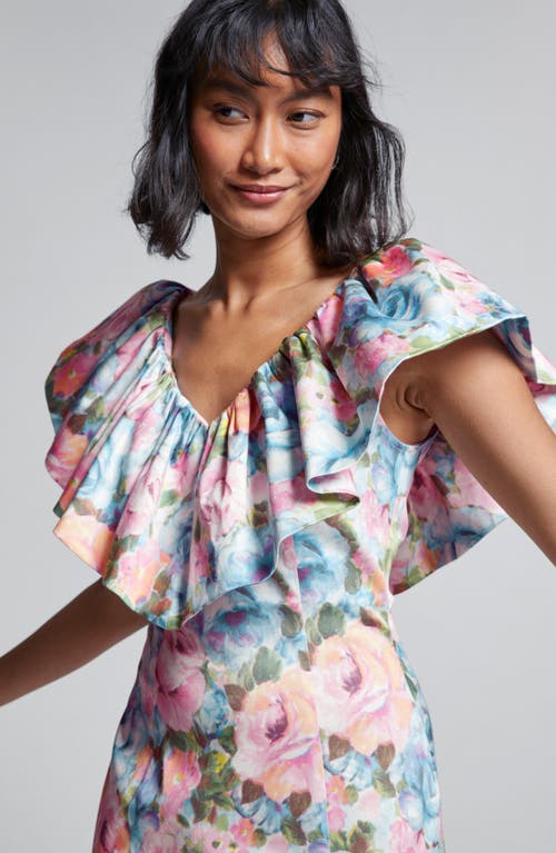 & Other Stories Floral Print Ruffle Minidress In Blue