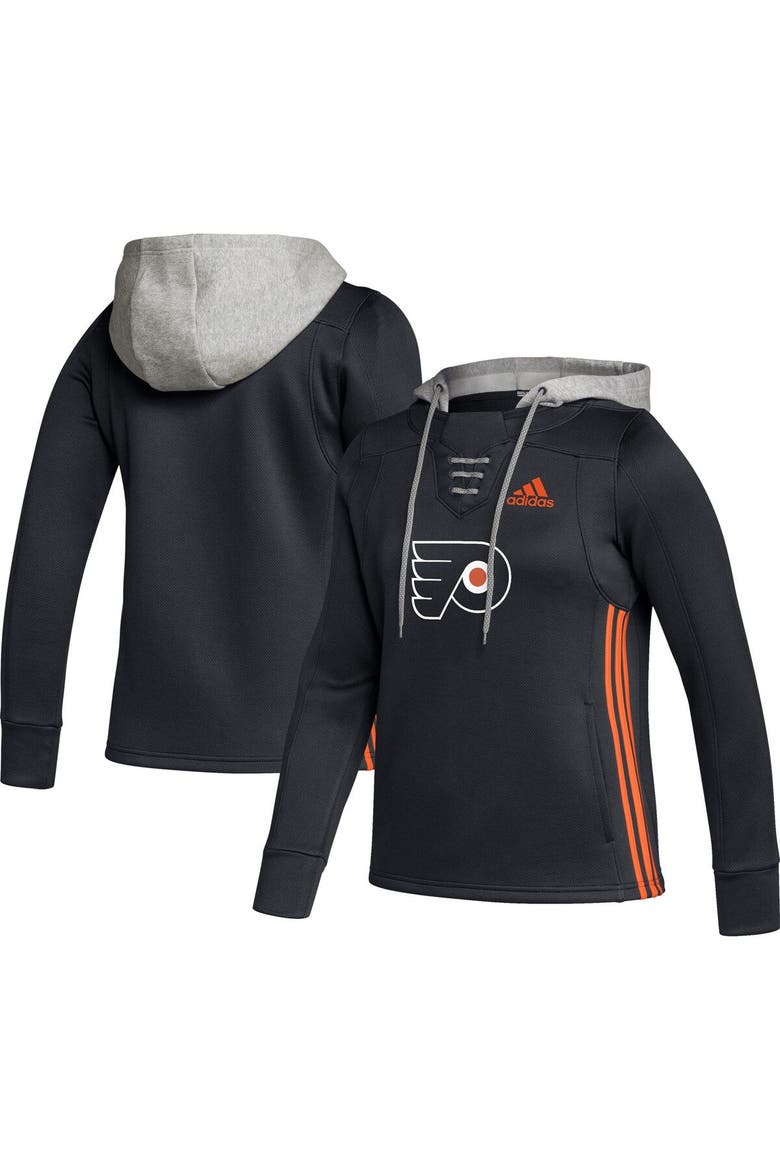Women's adidas Black Philadelphia Flyers Skate Lace Primeblue Team Pullover Hoodie, Main, color, Black