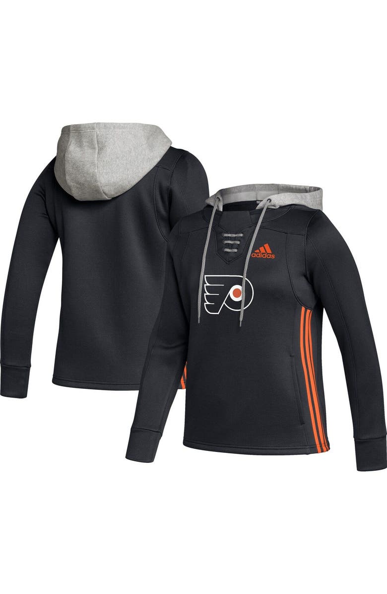 adidas Women's adidas Black Philadelphia Flyers Skate Lace Primeblue Team Pullover Hoodie, Main, color, 