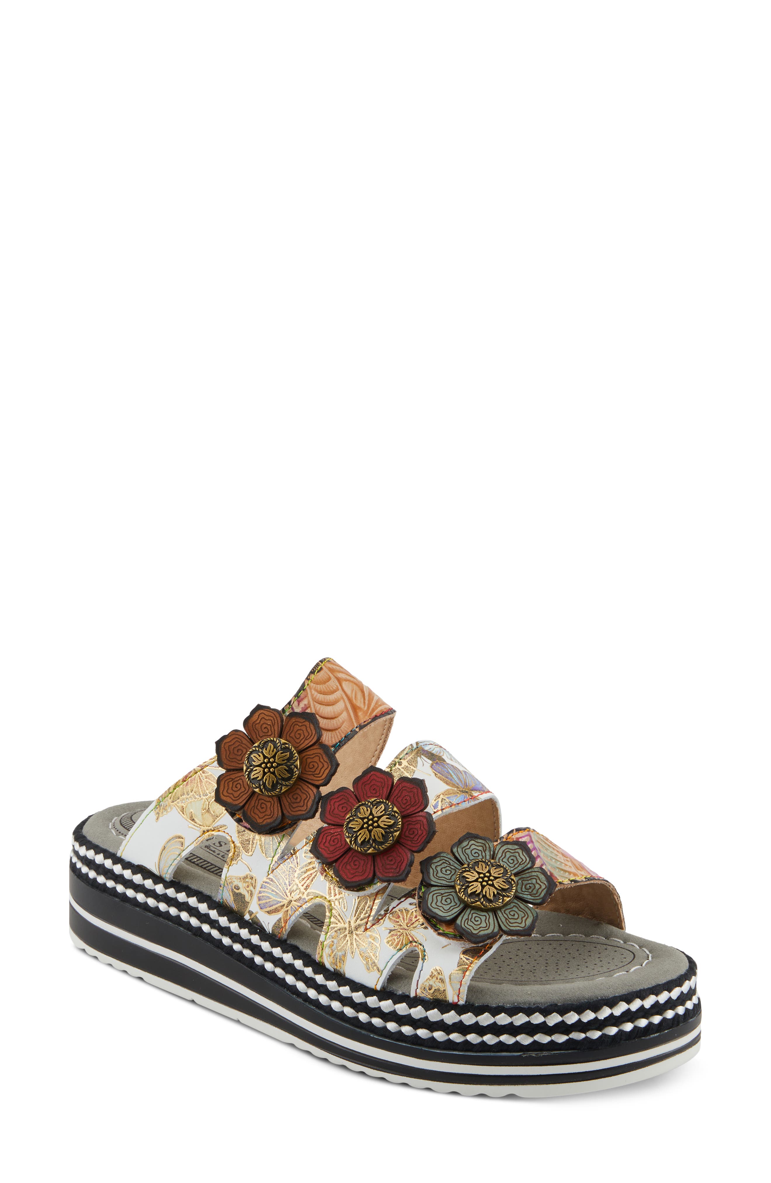 L'Artiste by Spring Step Naomi Platform Slide Sandal, Main, color, Tan Multi