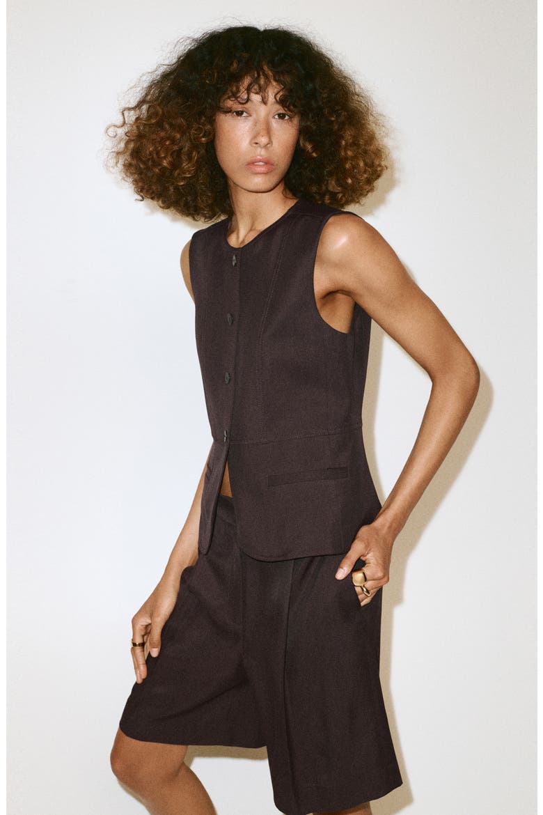 Button Vest, Alternate, color, CHOCOLATE