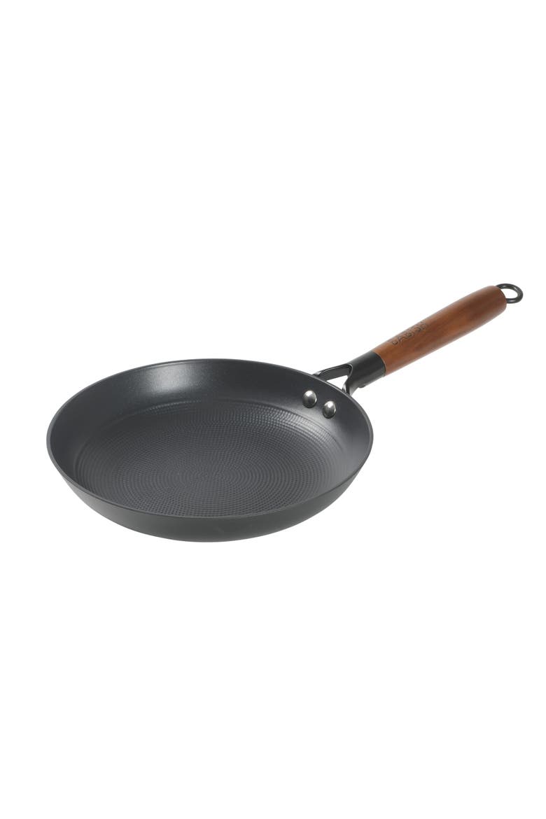 Pre-Seasoned Honeycomb Cast Iron Skillet with Wooden Handle, Alternate, color, Black