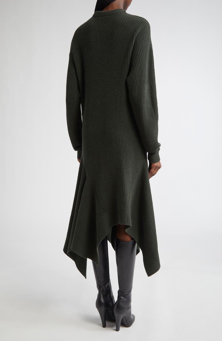 Michael Kors Collection Handkerchief Hem Long Sleeve Cashmere Rib Sweater Dress, Alternate, color, Bottle