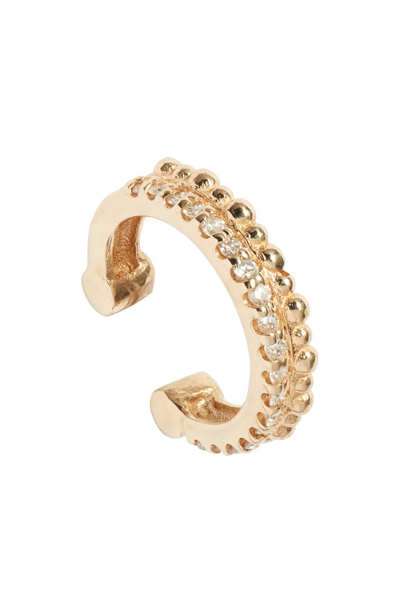 Anzie Single Dew Drop Double Pavé Diamond Ear Cuff, Alternate, color, Yellow Gold