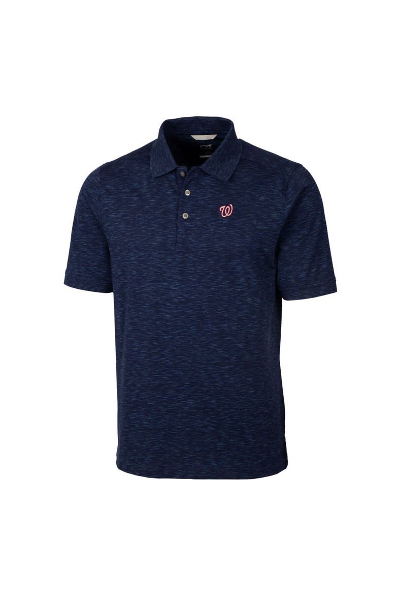 Men's Cutter & Buck Heathered Navy Washington Nationals Advantage Space Dye Tri-Blend Polo, Alternate, color, Heather Navy