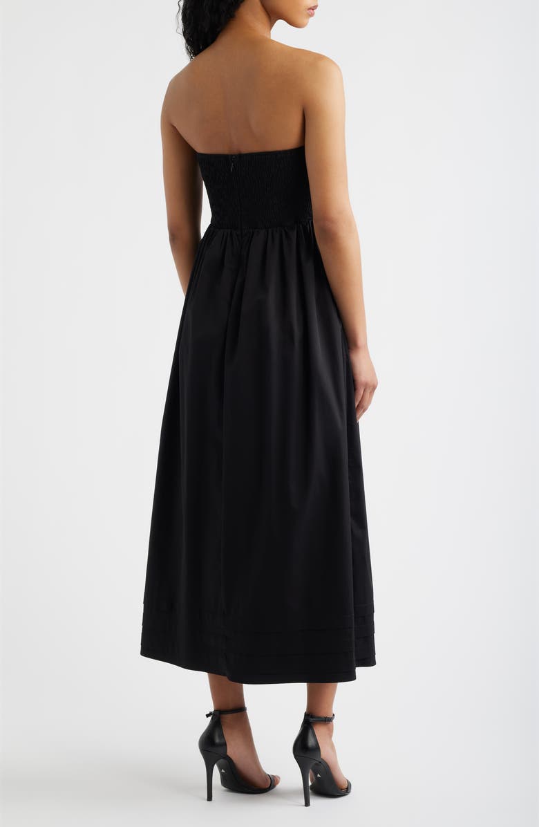 Lulus Joey Strapless Midi Dress, Alternate, color, Black
