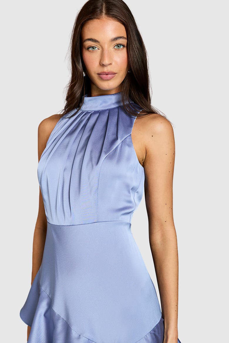 Satin Crepe Dress, Alternate, color, Blue