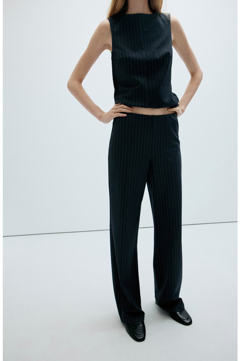 Pinstripe Straight Leg Pants, Alternate, color, NAVY