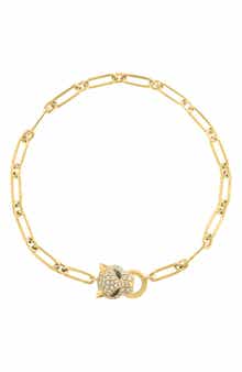 EFFY Pavé Diamond & Tsavorite Panther Head Bracelet