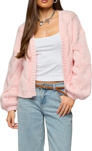 EDIKTED Braiden Chunky Cable Open Cardigan