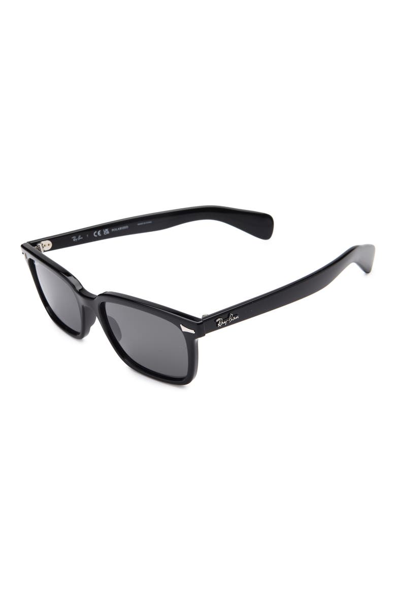 Brunel 56mm Polarized Rectangular Sunglasses, Alternate, color, BLACK / POLAR BLACK