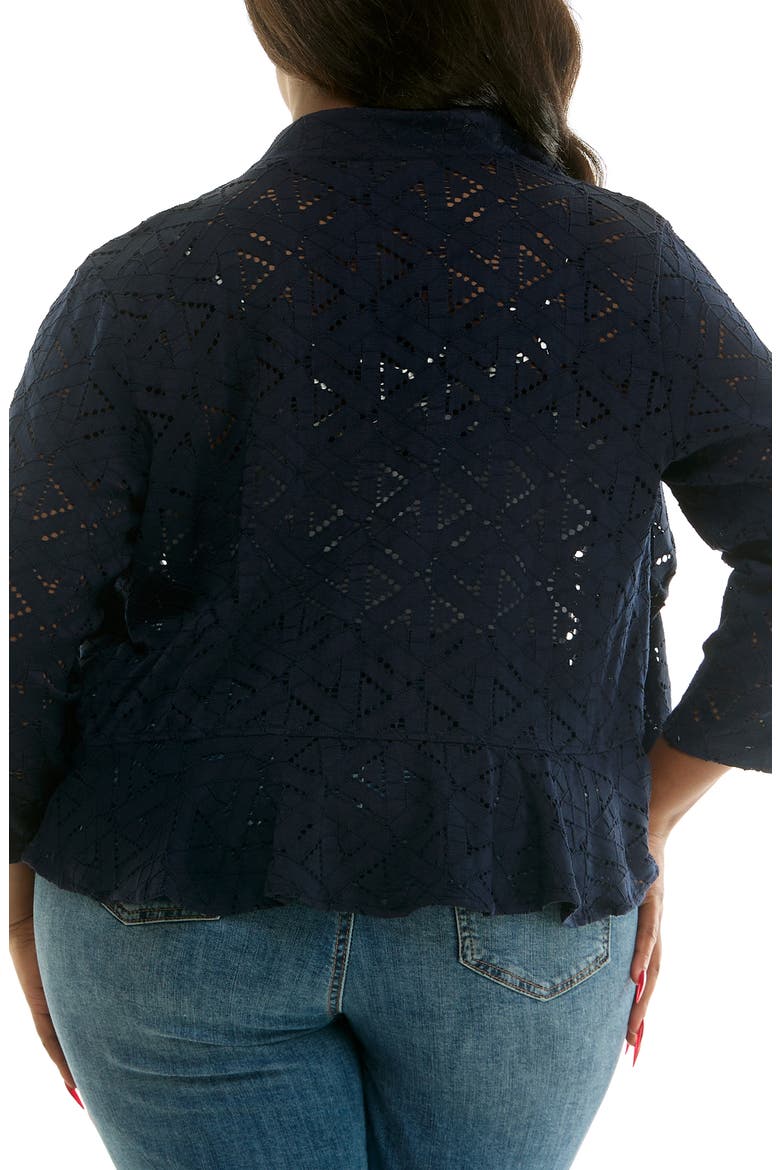 Ruffle Lace Three-Quarter Sleeve Bolero, Alternate, color, NAVY