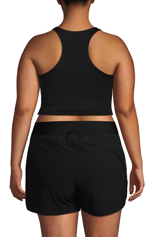 Lands' End Plus Size High Neck Racerback Midkini Top In Black
