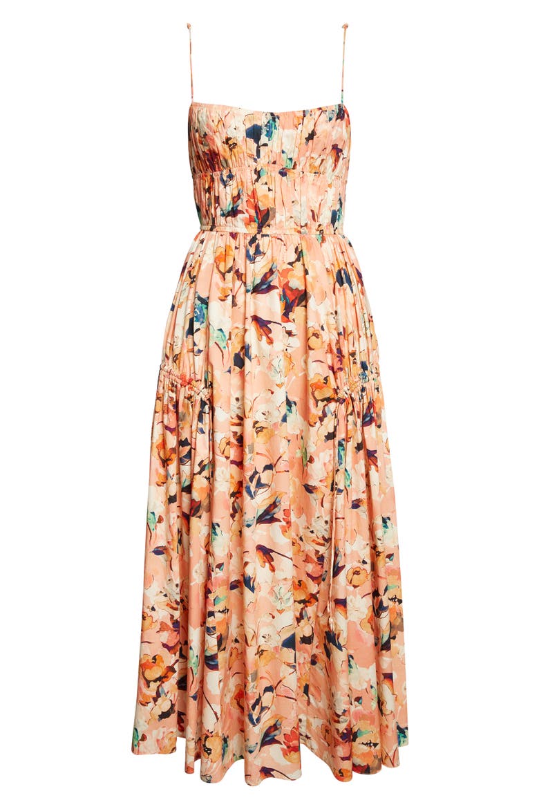 Vidri Floral Tiered Cotton Dress, Alternate, color, CAMELLIA
