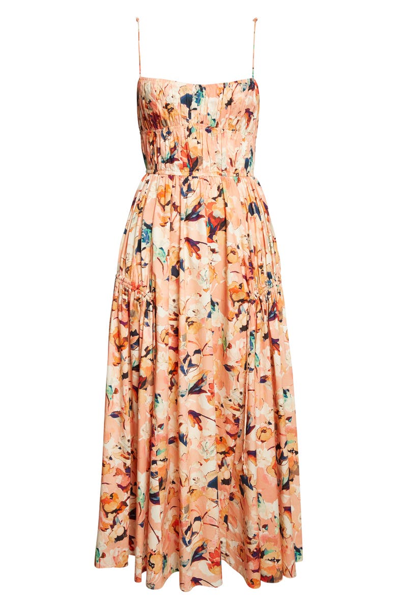 Ulla Johnson Vidri Floral Tiered Cotton Dress, Alternate, color, Camellia