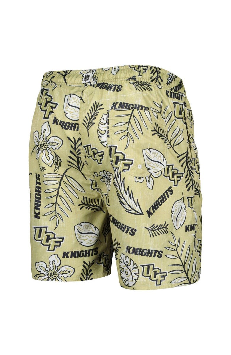 Wes & Willy Men's Wes & Willy Khaki UCF Knights Vintage Floral Swim Trunks, Alternate, color, Vegas Gold