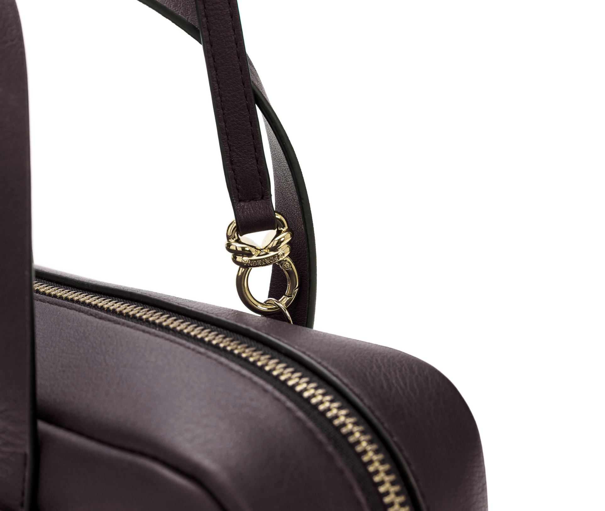 LA PORTEGNA Bibi Leather Bag With Shoulder Strap And Iconic Knots, Alternate, color, Black