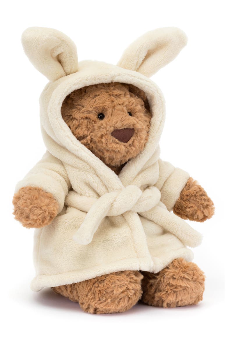 Bartholomew Bear Bathrobe Stuffed Animal, Alternate, color, BROWN