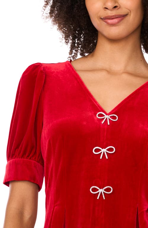 Cece Bow Velvet Top In Red