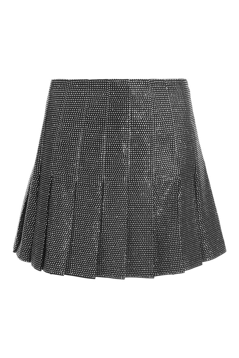 Carter Embellished Pleated Miniskirt, Alternate, color, BLACK/ CLEAR CRYSTAL