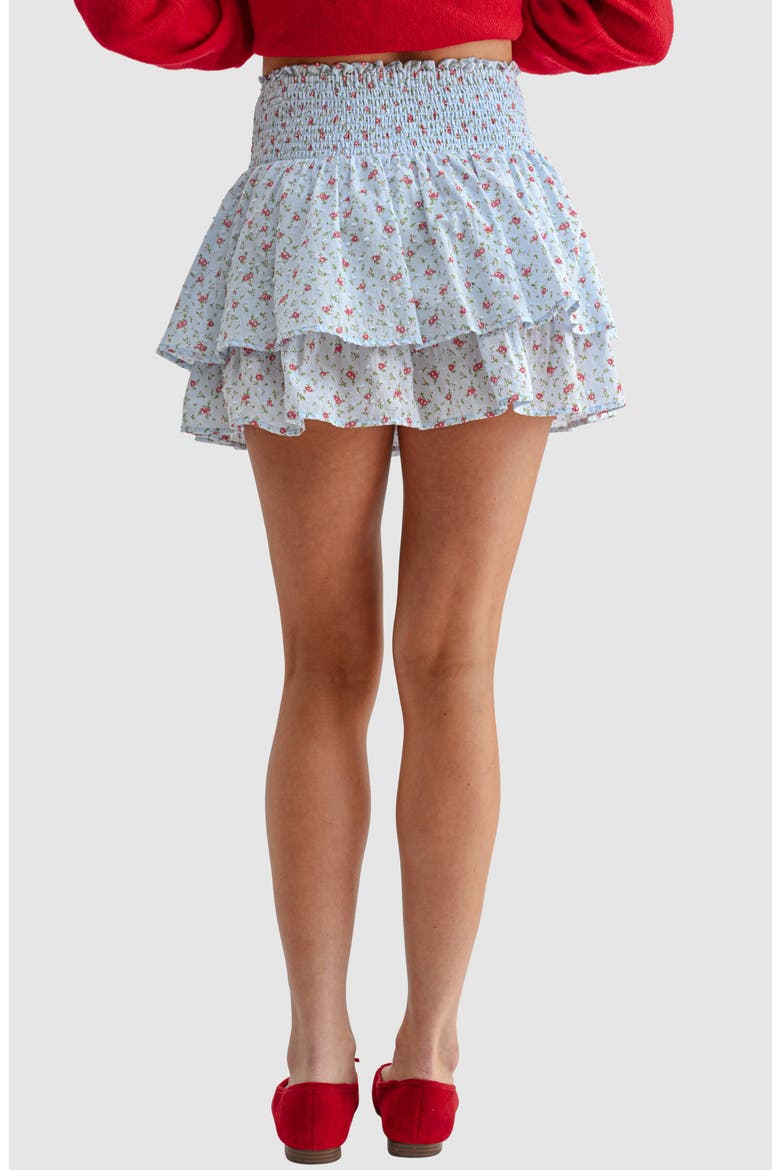 Floral Smocked Waist Ruffle Miniskirt, Alternate, color, PERIWINKLE DITSY