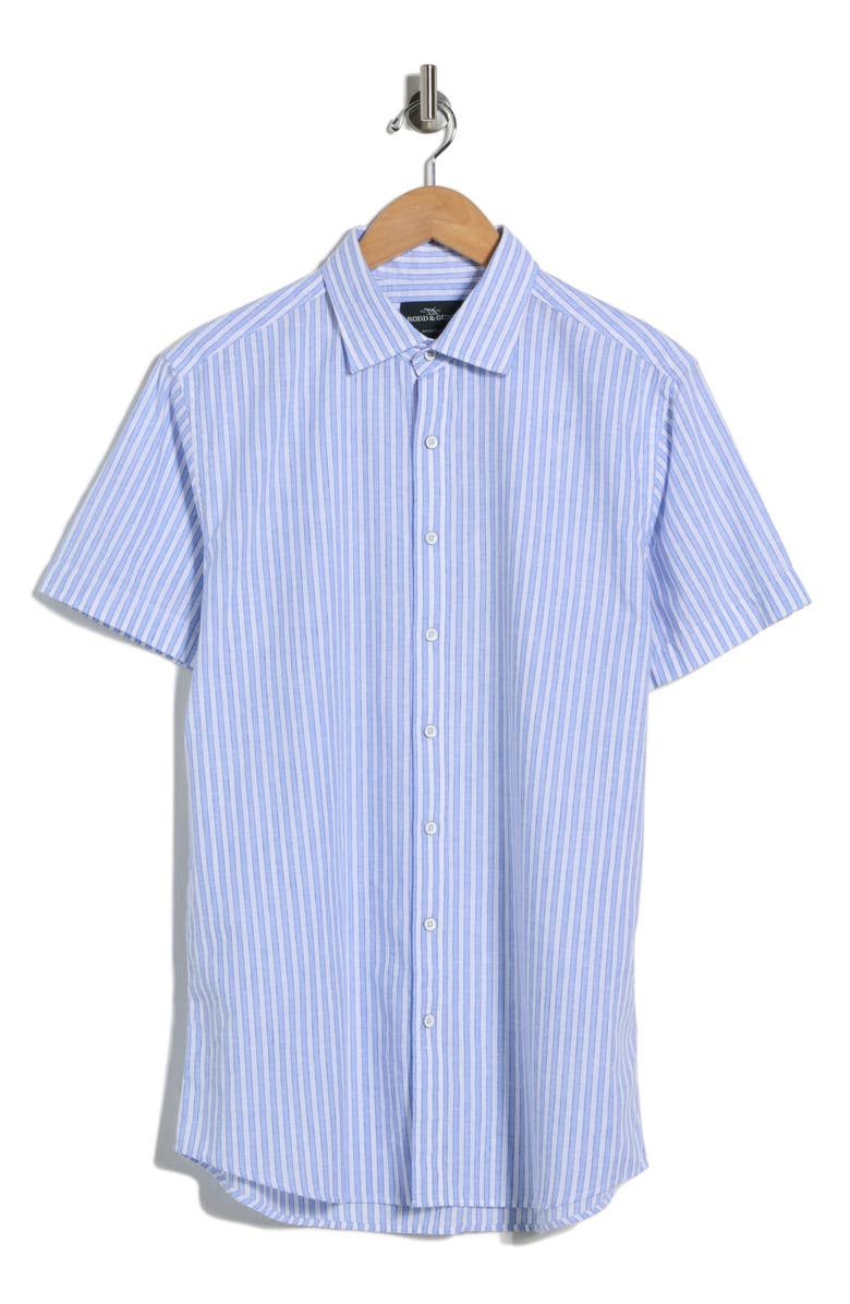 Rodd & Gunn Middle Hill Short Sleeve Cotton & Linen Button-Up Shirt, Alternate, color, Sea Spray