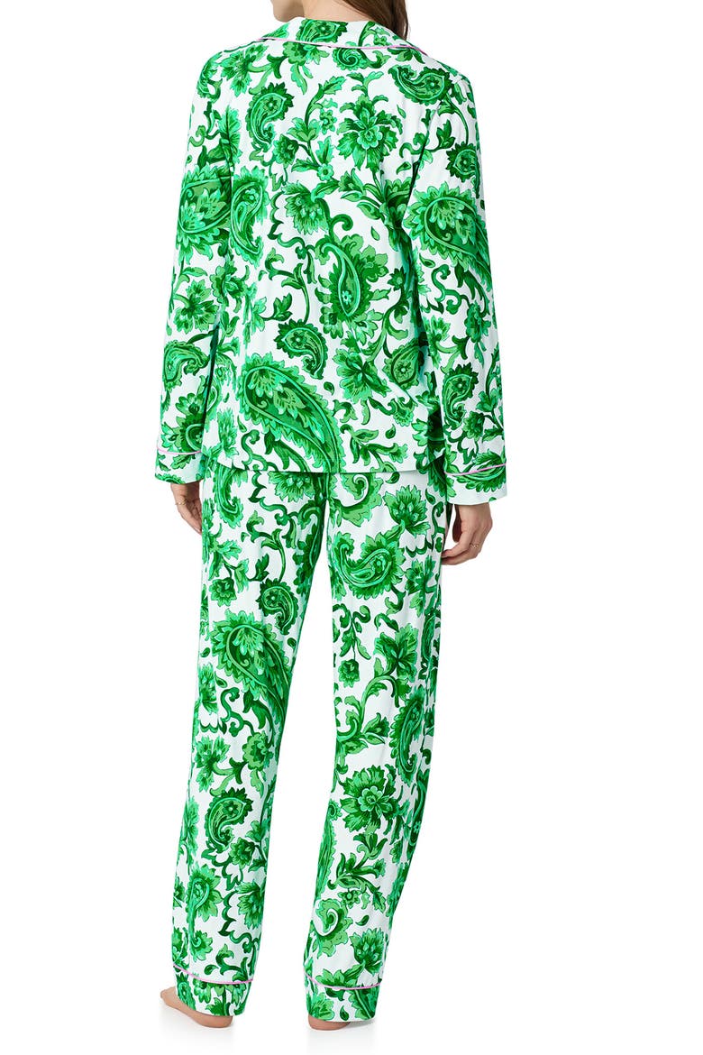 Print Stretch Organic Cotton Pajamas, Alternate, color, SORRENTO VERDE