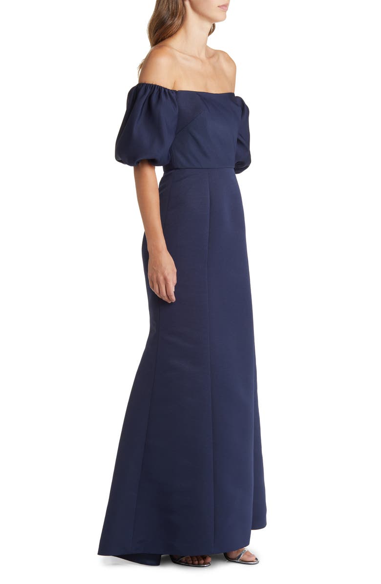 Amsale Fai Off the Shoulder Puff Sleeve Mermaid Gown, Alternate, color, 