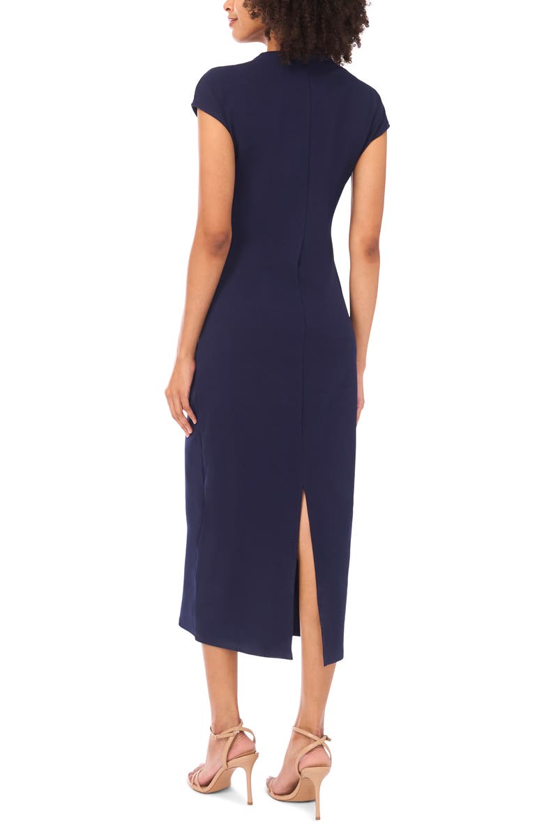 Vince Camuto Mock Neck Midi Dress, Alternate, color, Classic Navy