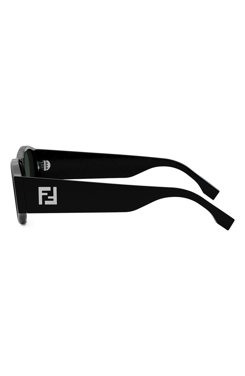Fendi FF 55mm Oval Sunglasses, Alternate, color, Shiny Black / Green