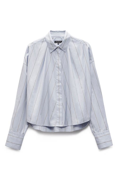 Rag & Bone Martha Stripe Cotton Poplin Button-up Shirt In Light Blue Stripe