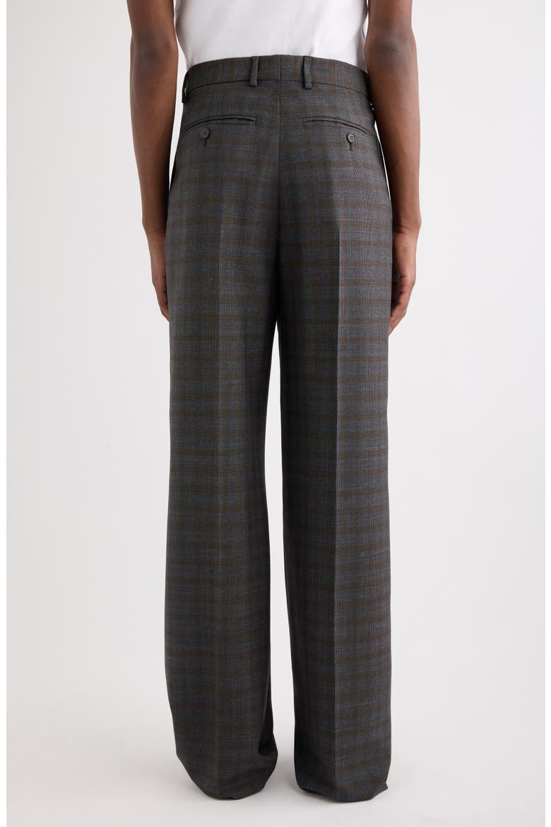 Penrud Plaid Pleated Wool Trousers, Alternate, color, BROWN
