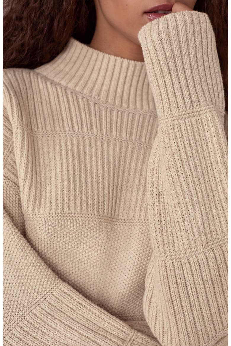 Multi Stitch Funnel Neck Sweater, Alternate, color, Ecru